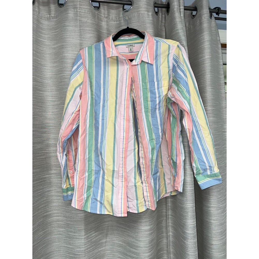 L.L. Bean Pastel Striped Button Down M